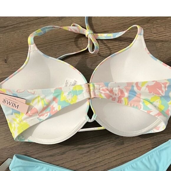 Victorias Secret Swim Bombshell Add-2-Cups Push Up Bikini Top bra multicolor 32D - Picture 3 of 4